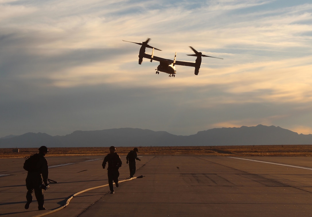 Members of the Forward Area Refueling Point prepare to refuel a CV-22 Osprey aircraft while deployed. The FARP unit is responsible for the tactical refueling of aircraft far from home. (Courtesy Photo)