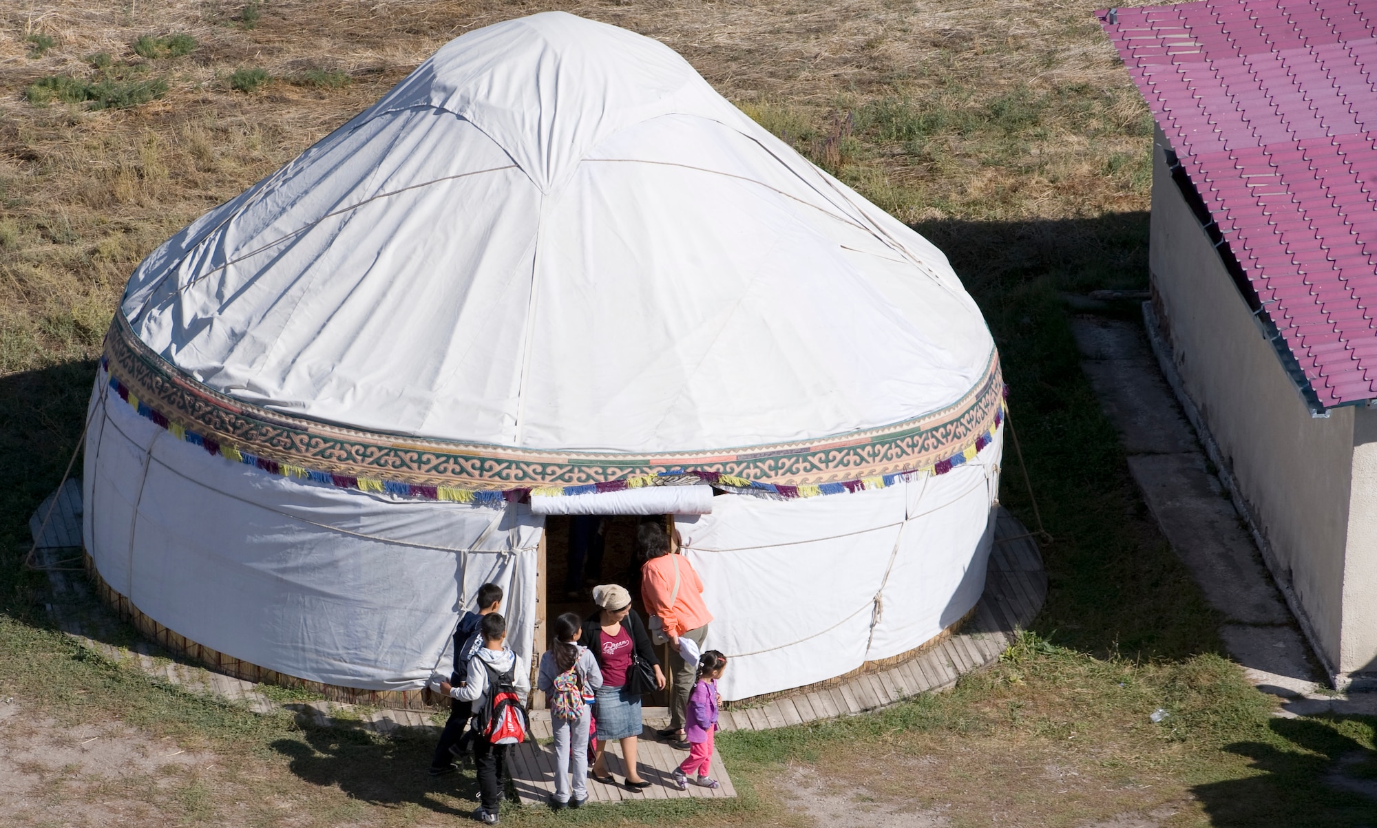 A yurt is used for the sale of handicrafts near an adjacent museum near Tokmok, Kyrgyzstan, Sept. 22, 2013. The yurt is a mobile structure used by the nomadic tribes of Central Asia for thousands of years. (U.S. Air Force photo/Staff Sgt. Krystie Martinez)
