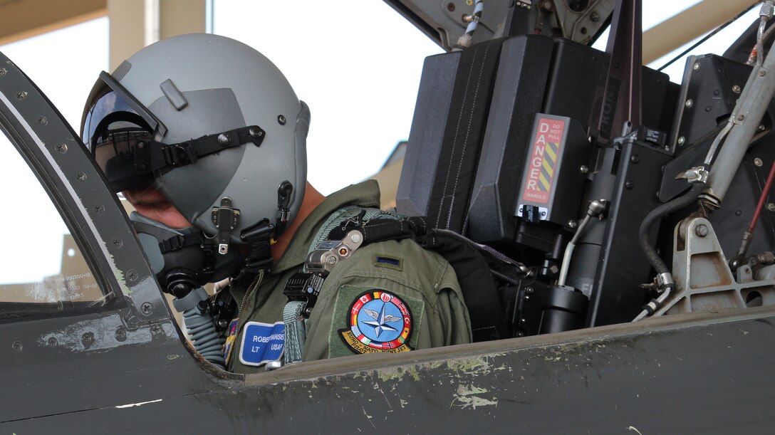 1st Lt Rob Hansen, 80th Flying Training Wing graduate pilot, Euro NATO Joint Jet Pilot Training Program, Sheppard Air Force Base, Texas, does a pre-flight inspection of the T-38 Talon after he beat a bout of Hodgkin’s lymphoma caner. He spent 16 months fighting to get back in the program after his diagnosis. Upon graduation, he was awarded as a distinguished graduate for scoring in the top 10 percent of the class; the Daedalian Award for top formation pilot; the Flying Excellence award for the top overall flying score, and the Commander’s Trophy for being the top graduate. He was awarded the F-22 Raptor. (U.S Air Force photo courtesy photo)