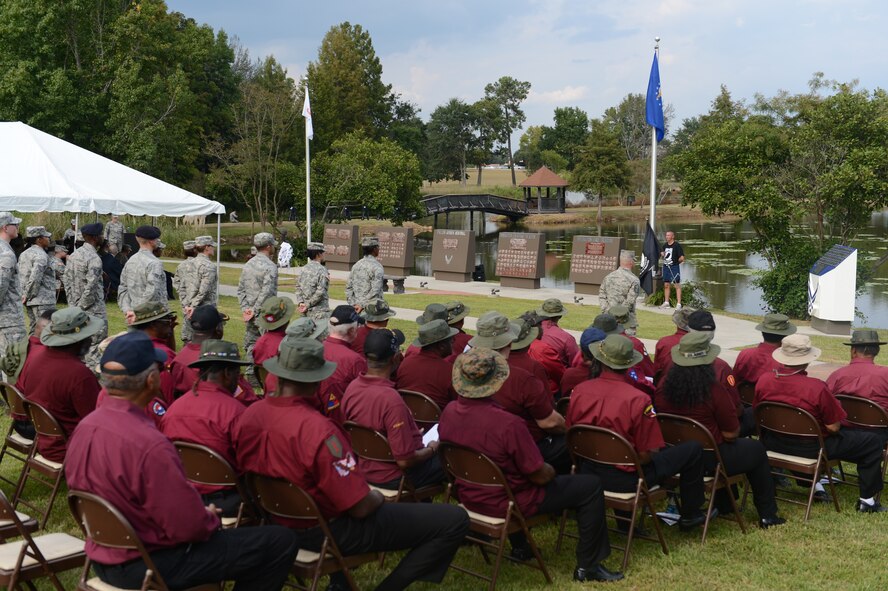 Members of Team Shaw and the Sumter Combat Veteran Group honor Prisoners of War and Mission in Action Remembrance Day with a retreat ceremony at Shaw Air Force Base, S.C., Sept. 20, 2013. Prior to the ceremony, there was a 24-hour vigil where names of POWs and MIA were read, as well as a 24-hour run where a POW/MIA flag was ran continuously. (U.S. Air Force photo by Airman 1st Class Krystal M. Jeffers/Released)