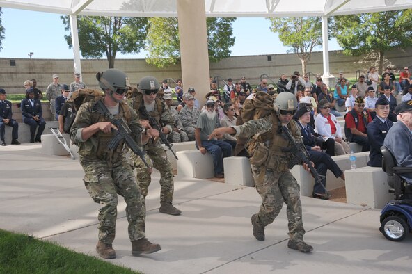 Military members perform a simulated rescue at the POW/MIA Recognition Day ceremony Sept. 20 at the New Mexico Veteran's Memorial Park. (Photo by Dennis Carlson)