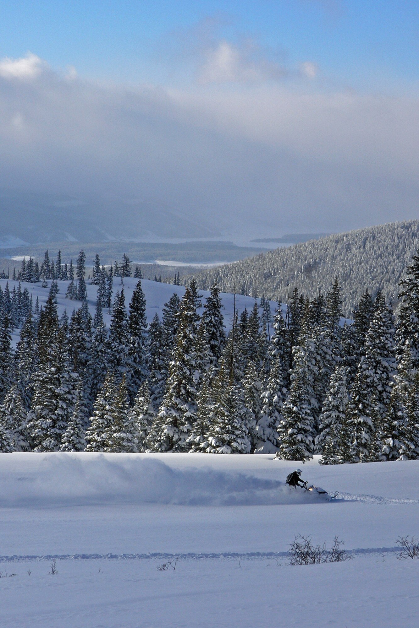 PETERSON AIR FORCE BASE, Colo. – Snow powder, horsepower and endless trails await this Airman taking advantage of the many outdoor activities that are hosted and organized by the staff of Peterson’s Outdoor Rec. Winter is the busiest season for outdoor rec, offering Airmen and their families fun and affordable getaways throughout Colorado and beyond. (Courtesy photo)