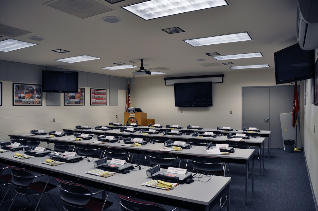 One of the UDC training rooms where more than 12,000 people began their deployments.

Since May 2005, the UDC has been the first stop for thousands of deployments to Iraq and Afghanistan. Managed by and housed at the Middle East District headquarters in Winchester, Va., thousands of USACE civilians, Soldiers and contractors, along with thousands more from other federal agencies, have spent their first week away from their home stations at the UDC being trained and equipped for their new mission.