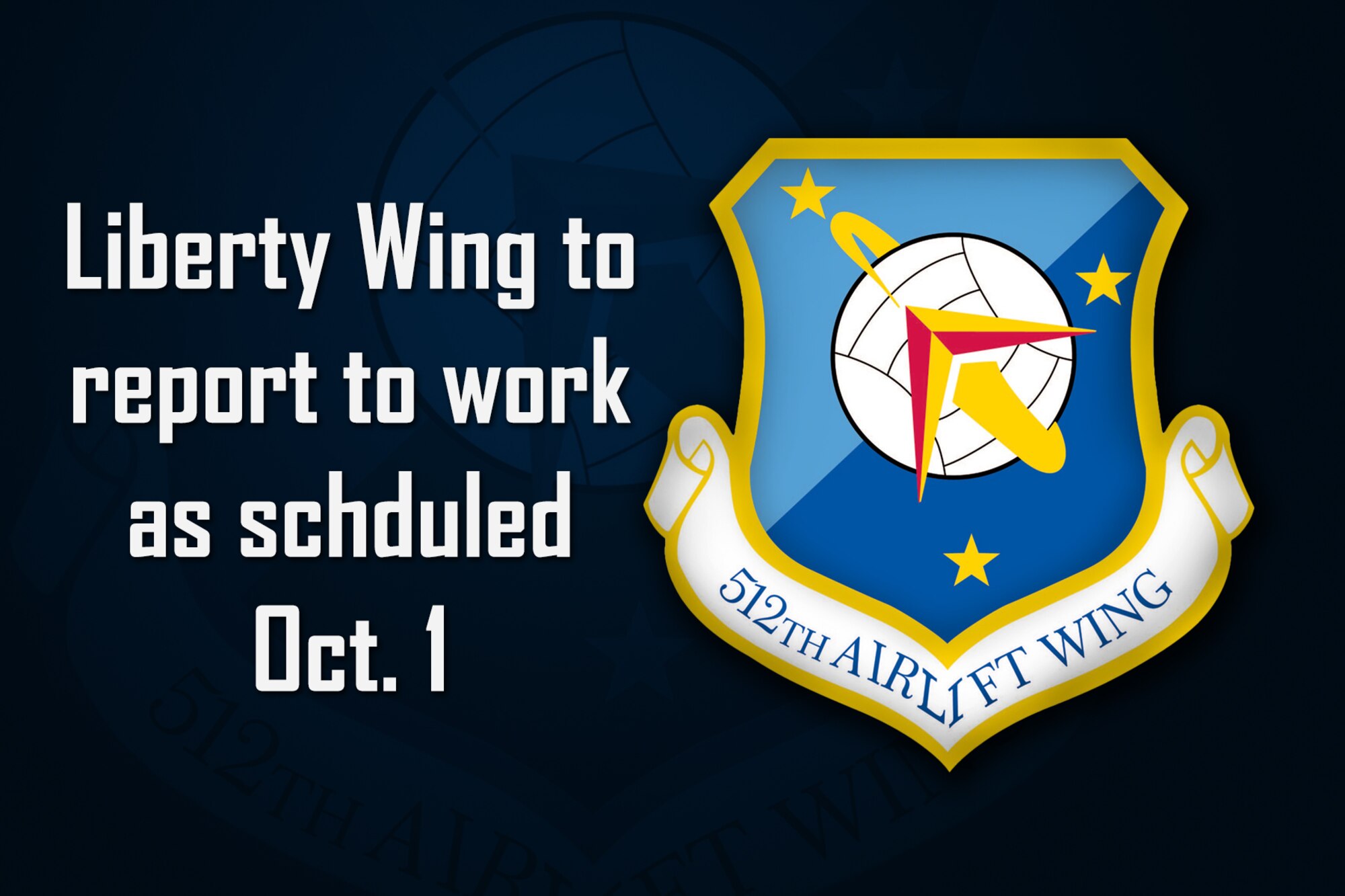 LIberty Wing to report to work as scheduled Oct. 1