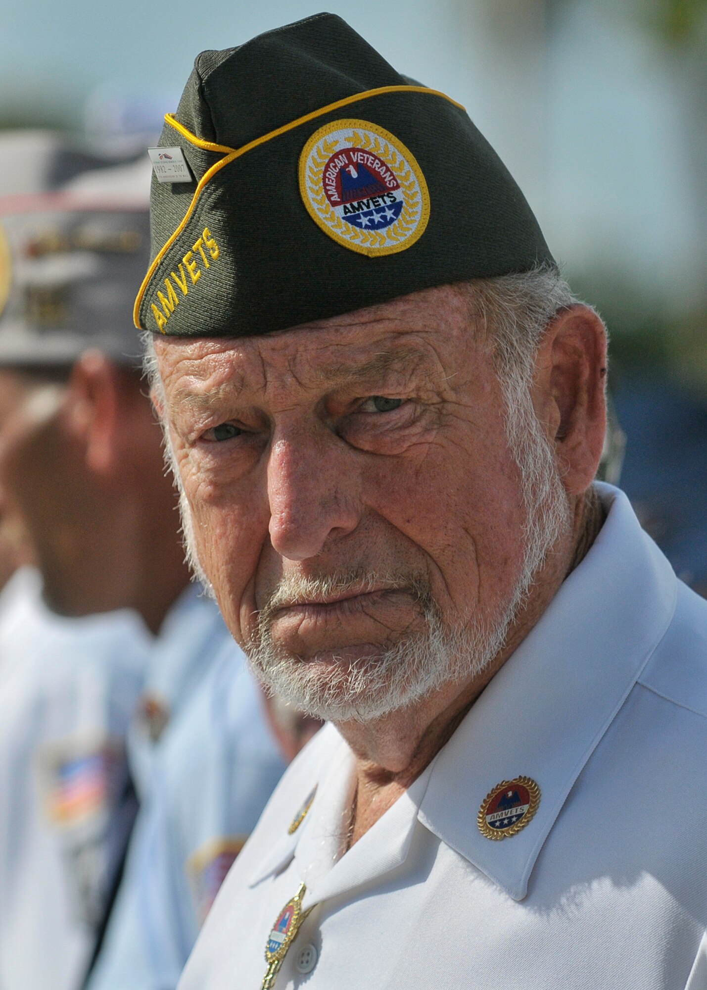 Members of the AmVets organization post 2298 Callaway Florida attend the retreat ceremony signifying the end of the 24-hour POW/MIA vigil run, at Tyndall Air Force Base Sept. 20. (U.S. Air Force photo by Staff Sgt. Javier Cruz)