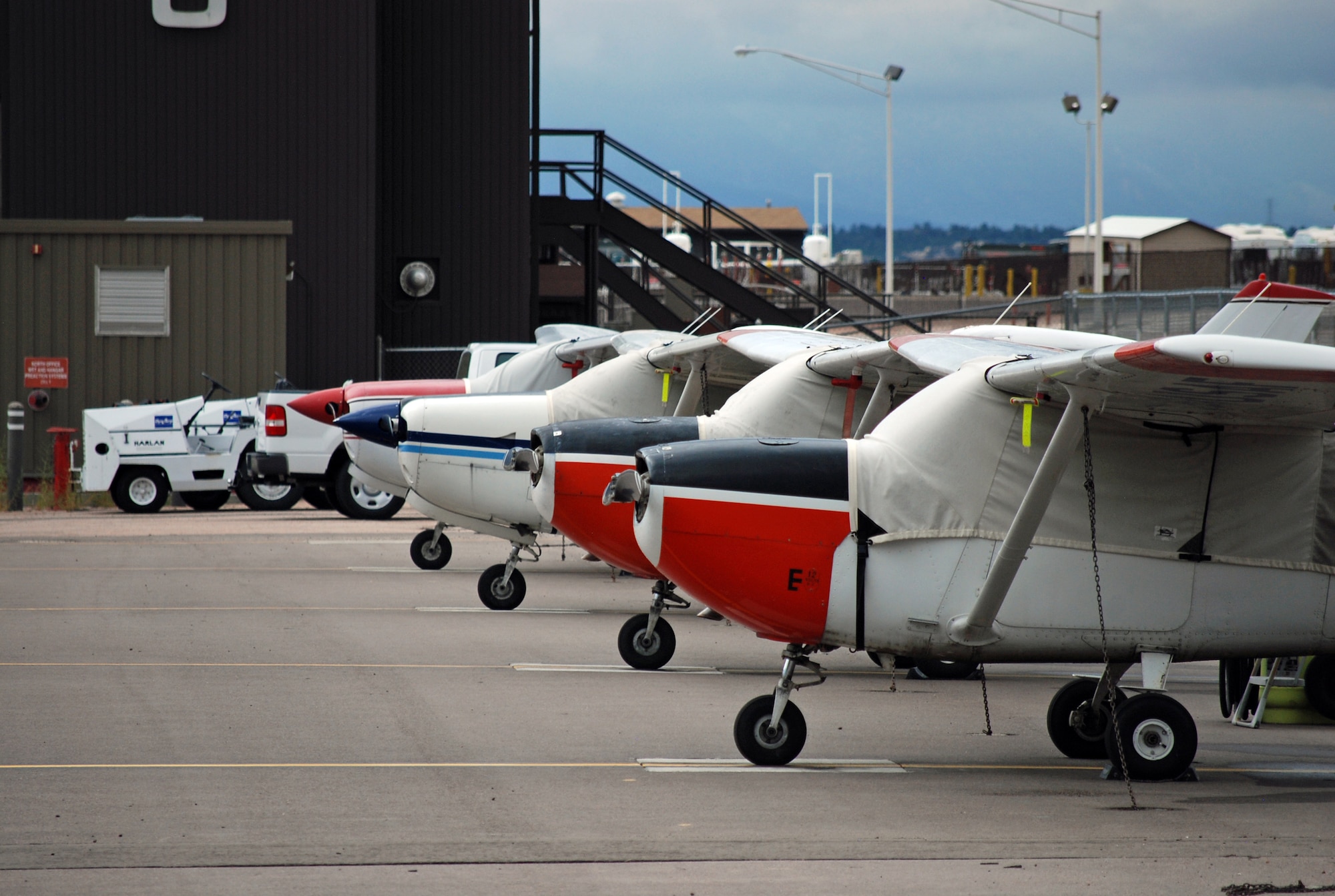 PETERSON AIR FORCE BASE, Colo. – The fleet of 12 government owned Cessna’s at the Peterson Aero Club are available for students and enthusiast to enjoy, thanks to the hard work and dedication of the club’s employees and members. (U.S. Air Force photo/Michael Golembesky)