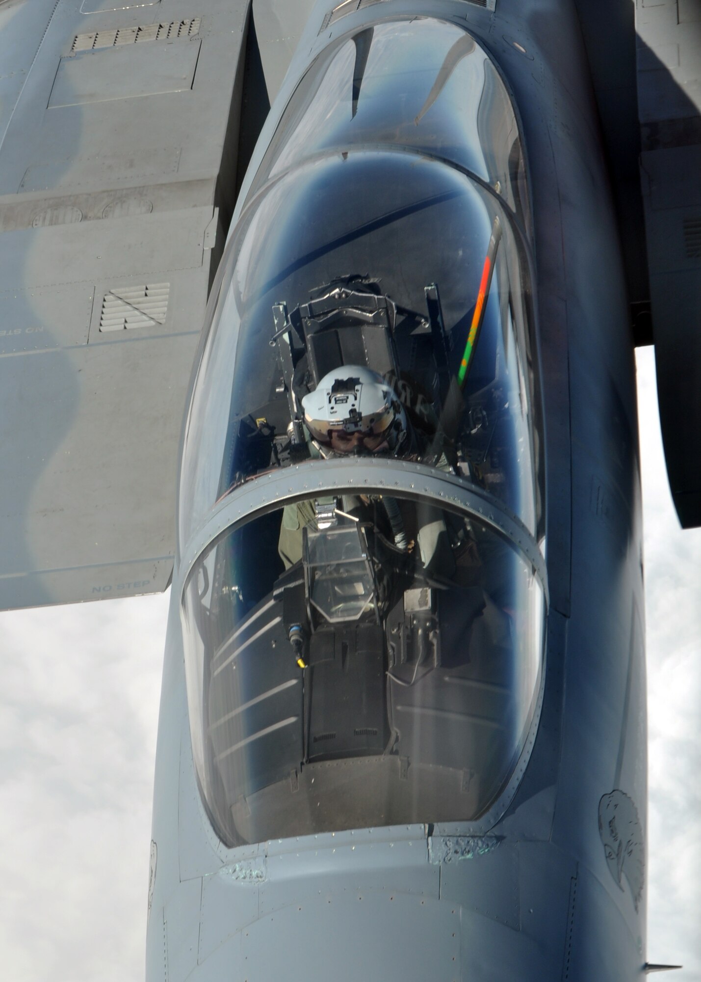 An F-15C Eagle pilot watches the boom on a KC-135R Stratotanker as he takes on fuel Sept. 20, 2013, over Norway during the Arctic Challenge exercise. The F-15C was a part of the Red Aggressor Force during the day's scenario, and attempted to prevent a Blue Force of Swedish, U.S. and Finnish aircraft from achieving their exercise objectives. (U.S. Air Force photo by 1st Lt. Christopher Mesnard/Released)
