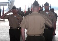 Sgt. Maj. Bradley W. Baiotto stepped up to take the position of senior enlisted advisor of Marine Medium Tiltrotor Squadron (VMM) 365, as Sgt. Maj. Jeffrew M. Cullen was relieved of his duties, Sept. 13. Cullen retired after having served 26 years in the Marine Corps. 