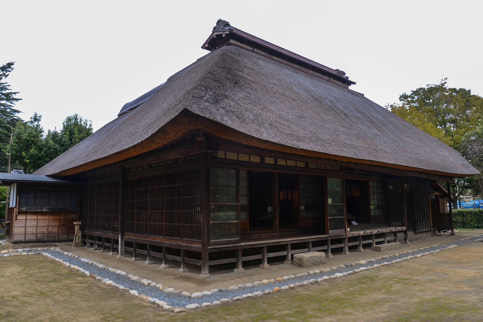 An old folk home from the Meiji era stands behind the Shakujiikoen Furusato Museum, Nerima Ward, Japan, Sept. 23, 2013.  The museum is free and open every day except Monday.  (U.S. Air Force photo by Airman 1st Class Soo C. Kim/released)