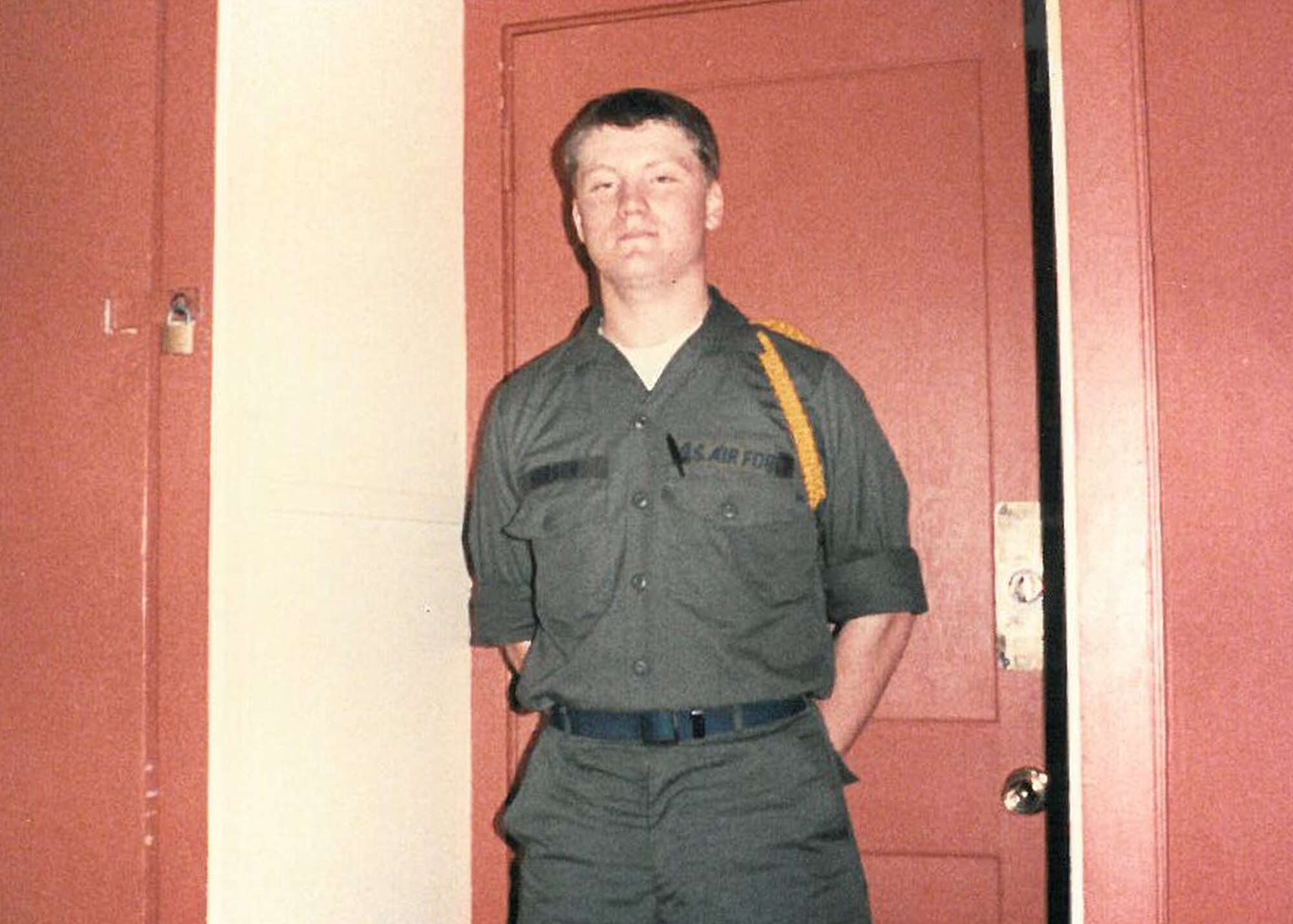 Then Airman Dave Burger poses for a photo during his technical school to become a security police member.  Now retired, Burger is the 341st Force Support Squadron transitions manager for Malmstrom Air Force Base.  (Courtesy photo)
