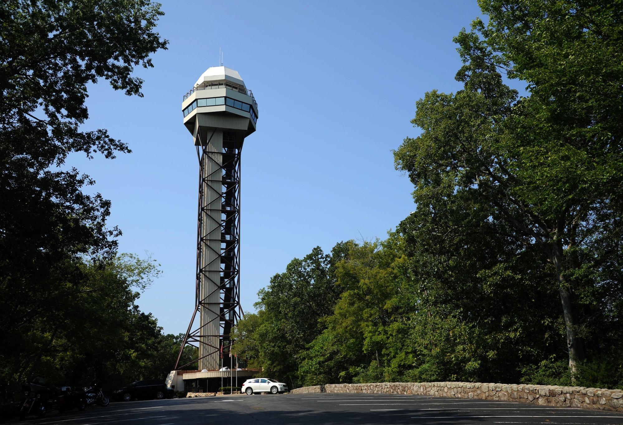 The Hot Springs Mountain Tower sits 1,256 feet above sea level in Hot Springs, Ark. The tower is a local landmark and provides elevated views of the city below. (U.S. Air Force photo by Airman 1st Class Harry Brexel)