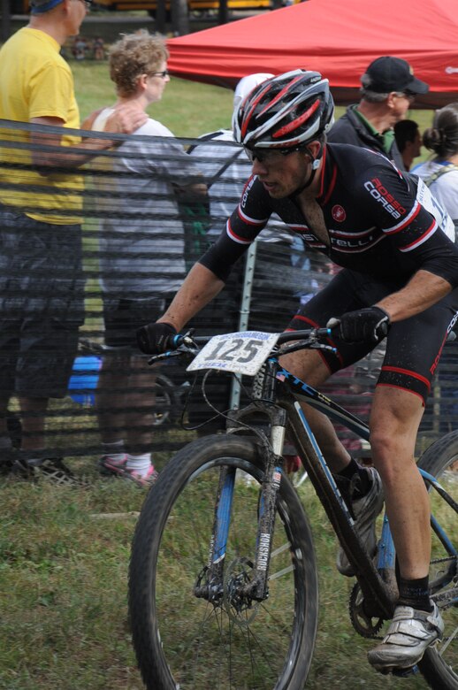 Senior Airman David Flaten competes in the Chequamegon Fat Tire Festival, Sept. 14, 2013,  just miles outside of his hometown in Wisconsin. The 811th Security Forces Squadron protective service member came in 16th place of 1,768 contestants in the annual, off-road mountain biking event. (Courtesy photo)