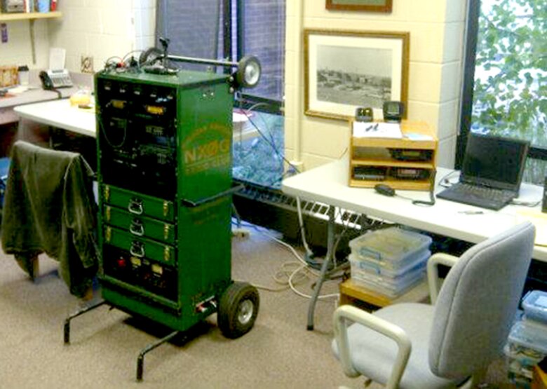 In this 2012 photo, Air Force Reserve Tech. Sgt. David Hodge showcases the amateur radio equipment setup used in support of Waldo Canyon fire response at Summit Elementary School in Divide, Colo. Hodge, 6th Space Operations Squadron Non-Commissioned Officer in Charge of standardization and evaluation, uses his amateur radio skills to support emergency responders during times of emergencies. The 6th SOPS is a subordinate unit to the AF Reserve's 310th Space Wing, the nation's only Reserve space wing. (Courtesy photo/Tech. Sgt. David Hodge)