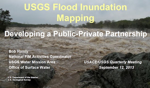 "USGS Flood Inundation Mapping: Developing a Public-Private Partnership" was one of the subjects at the recent USAGE/USGS quarterly meeting.