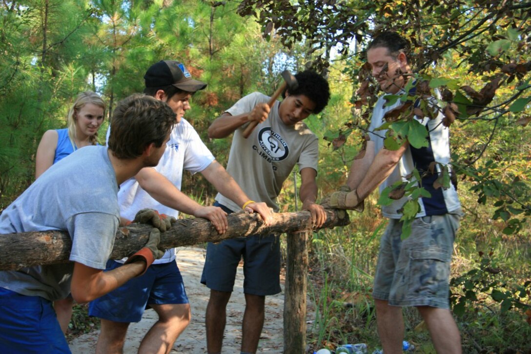 Volunteers perform trail maintenance at the U.S. Army Corps of Engineers’ J. Strom Thurmond Lake for National Public Lands Day in September 2011.