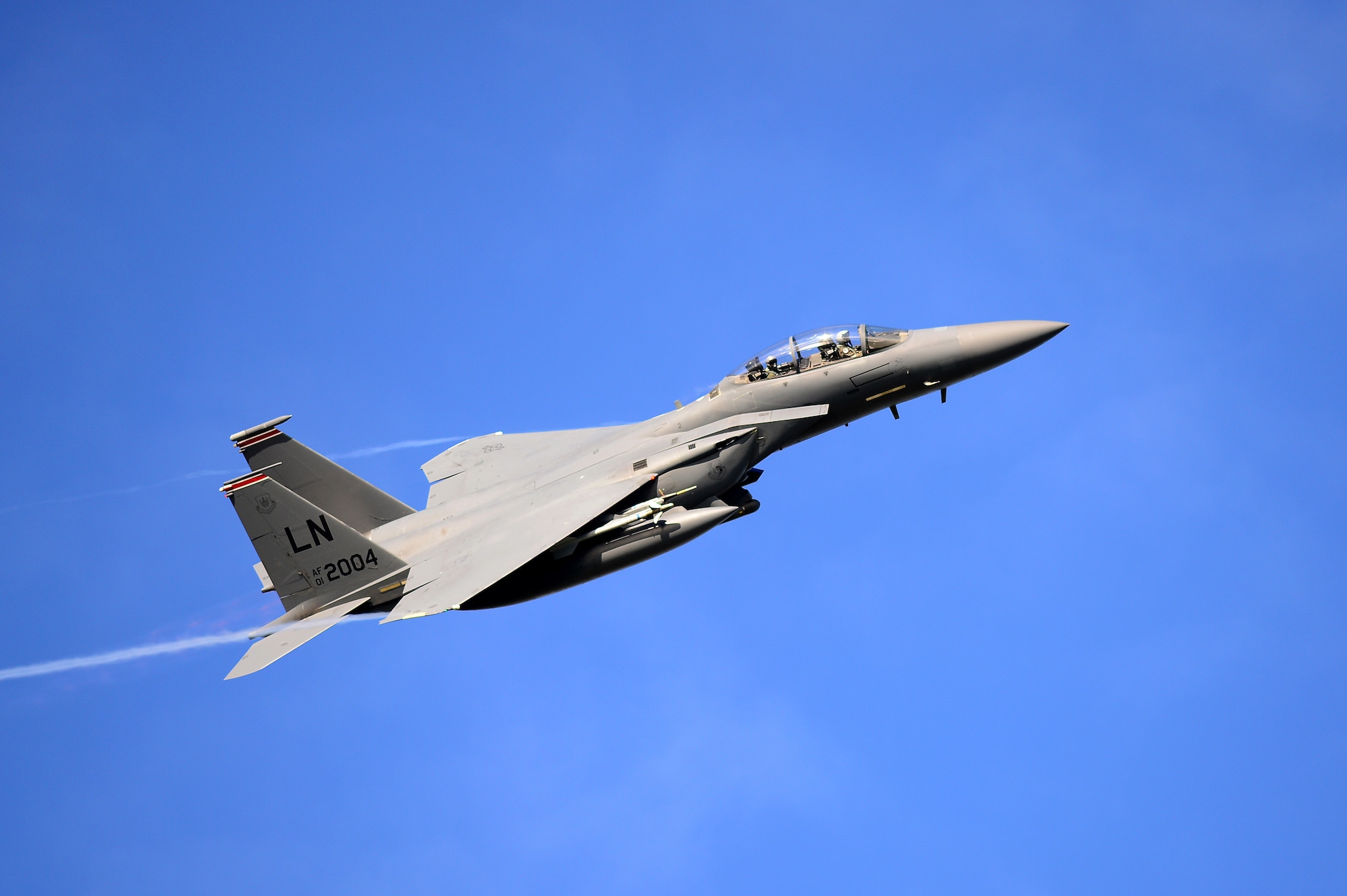 An F-15E Strike Eagle assigned to the 494th Fighter Squadron flies above Bodø Main Air Station, Norway, Sept. 23, 2013. Approximately 30 aircraft deployed from RAFs Lakenheath and Mildenhall, to multiple locations in Norway, in support of the Arctic Challenge Exercise 2013. ACE-13 was a combined exercise with NATO and regional allies, which promoted continued interoperability between the United States, Norway, Sweden, Finland, United Kingdom and NATO. (U.S. Air Force photo by Master Sgt. Lee Osberry/Released)