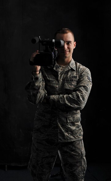 Airman First Class Thomas Smith, who works as a broadcast journalist with the 86th Airlift Wing Public Affairs Office on Ramstein, has been an Air Force broadcaster since March 2011. (U.S. Air Force Photo/Airman 1st Class Michael Stuart)