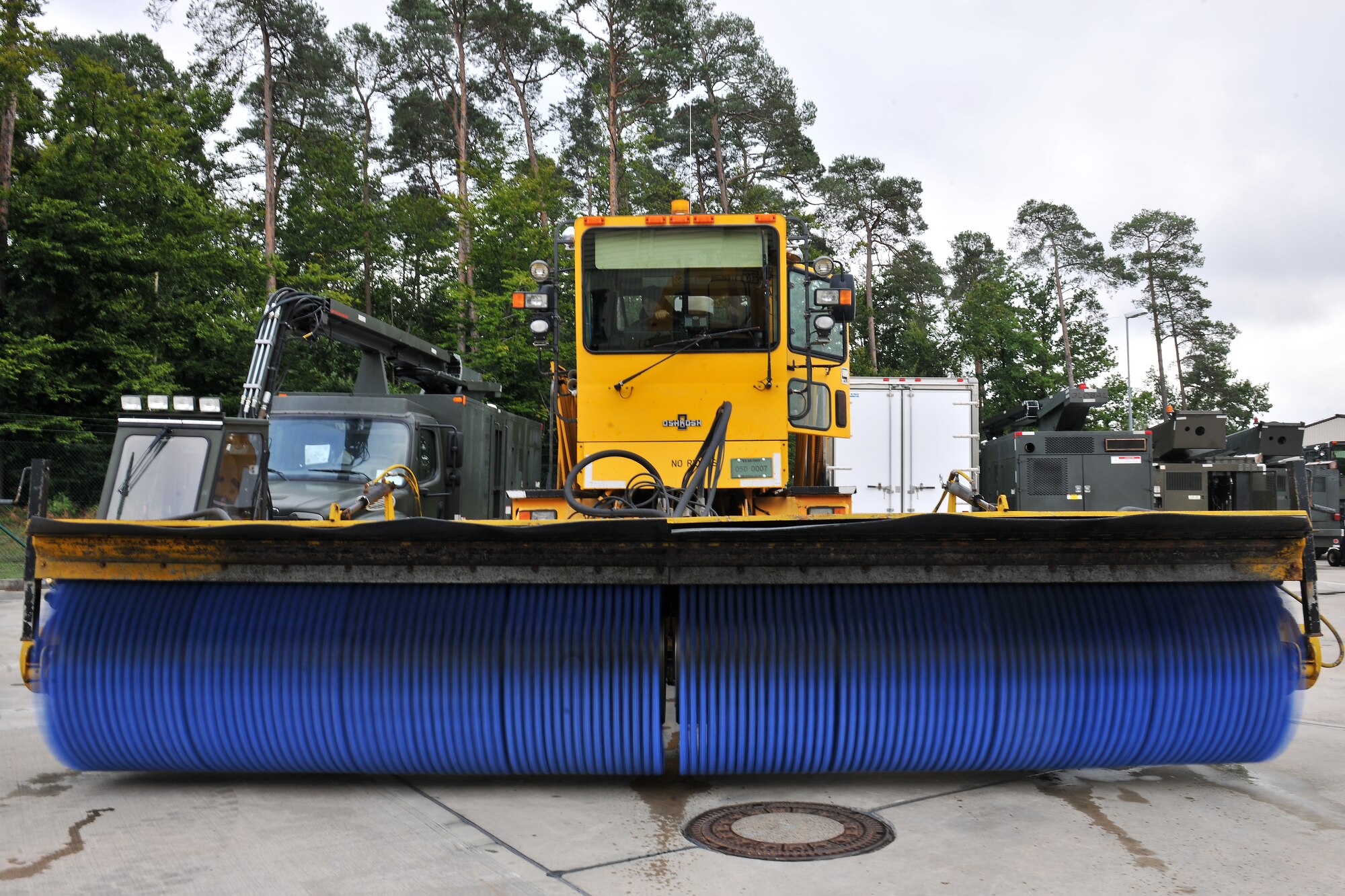 Staff Sgt. Robert McGraw, 86th Vehicle Readiness Squadron special purpose snow team member, performs a quality control inspection during a snow fleet rebuild, Sept. 17, 2013, Ramstein Air Base, Germany.  86th VRS Airmen are responsible for maintaining all snow removal equipment allowing the mission to continue during inclement weather. (U.S. Air Force photo/Senior Airman Chris Willis)