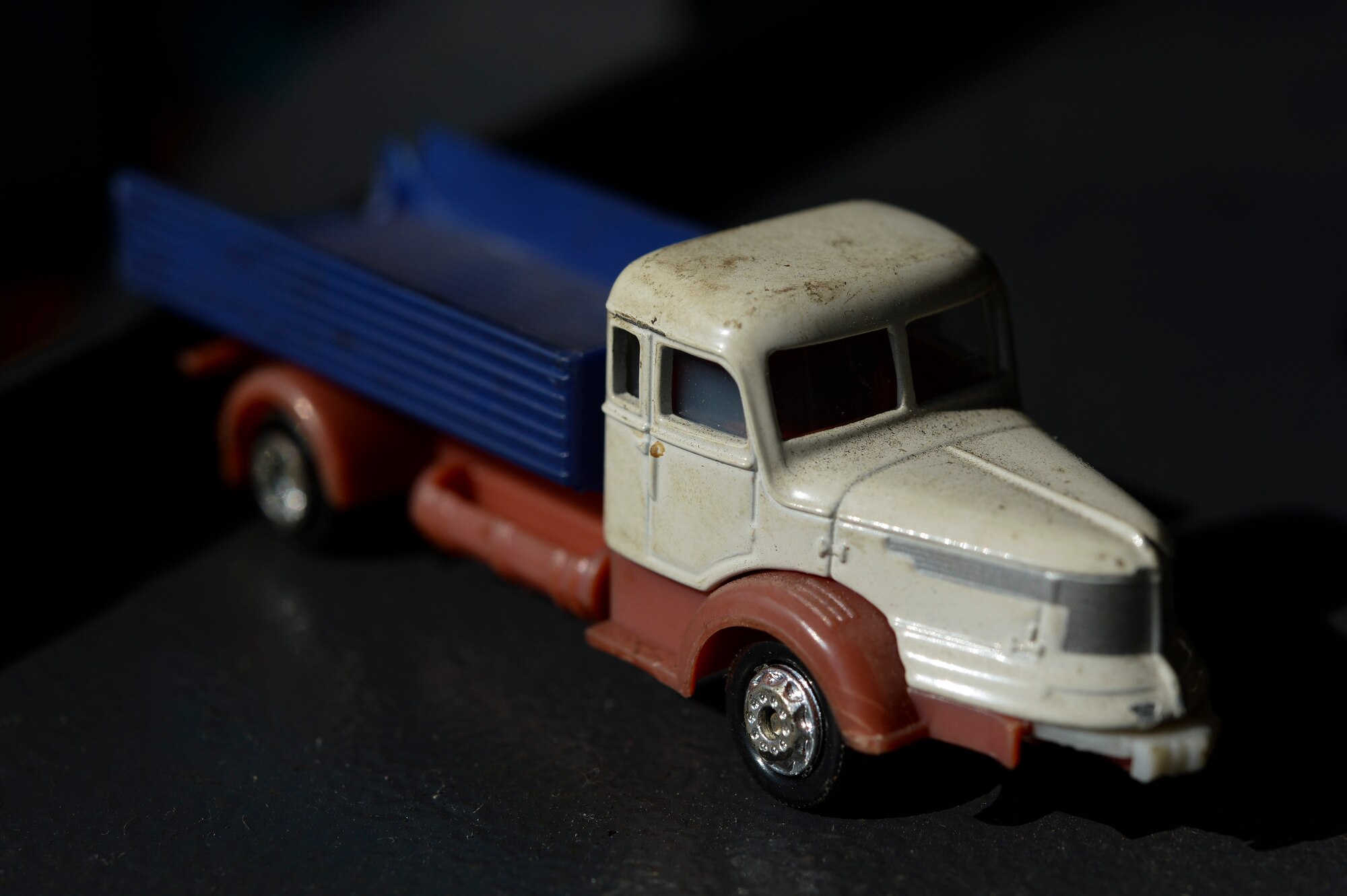 SPANGDAHLEM AIR BASE, Germany--A toy truck is displayed on a work station inside the 52nd Logistics Readiness Squadron vehicle maintenance shop garage Sept. 24, 2013.The 52nd LRS vehicle maintenance shop is the first in United States Air Force in Europe to pilot the radio frequency identification fuel tracker system. (U.S. Air Force photo by Senior Airman Rusty Frank/Released)