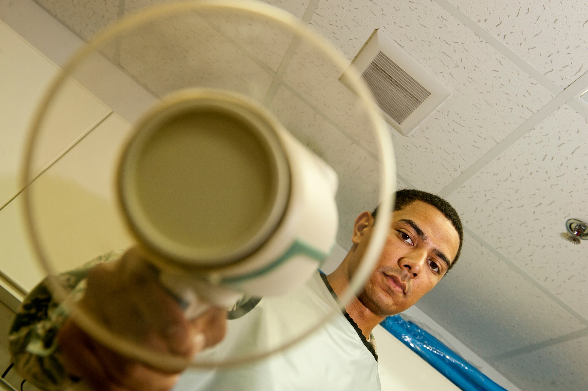 U.S. Air Force Staff Sgt. Anthony Orme, 380th Expeditionary Medical Group biomedical maintenance equipment technician, checks an X-ray gun during a spot inspection at an undisclosed location in Southwest Asia Sept. 25, 2013. Orme has to be knowledgeable in multiple different equipment platforms to ensure medical providers are able to provide patient care. Orme is native to Weirton, W.Va., and is deployed from Tyndall Air Force Base, Fla. (U.S. Air Force photo by Staff Sgt. Joshua J. Garcia)