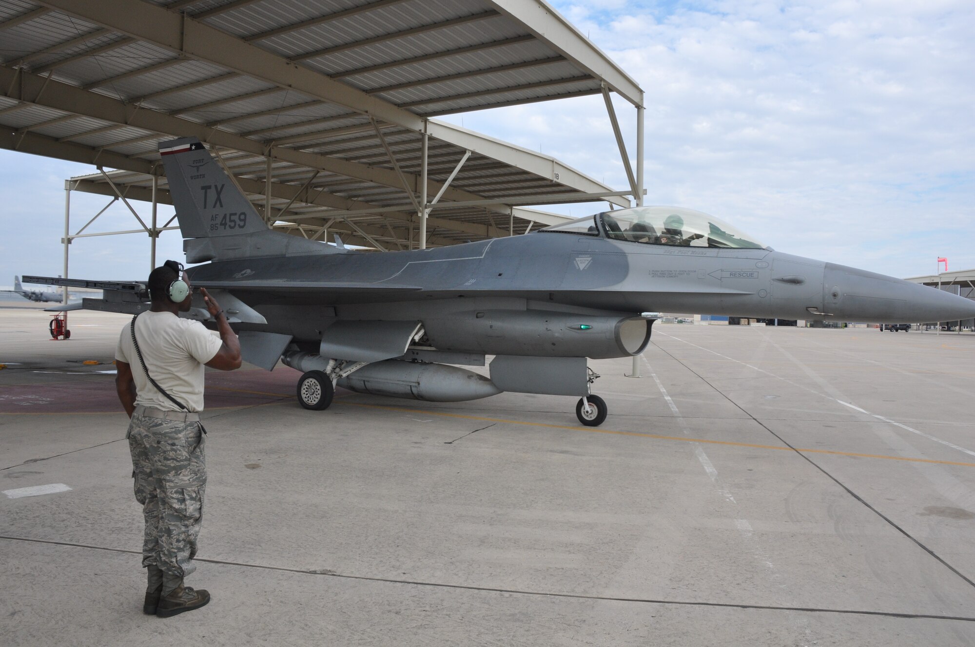 A few of the older model F-16s were recently flown to the "boneyard" leaving a feeling of emptiness on the ramp. This feeling was only temproary as newer jets were to arrive shortly afterwards to actually increase the total number of aircraft on the 301st Fighter Wing ramp. (U.S. Air Force photo/Capt. Rodney Ellison) 
