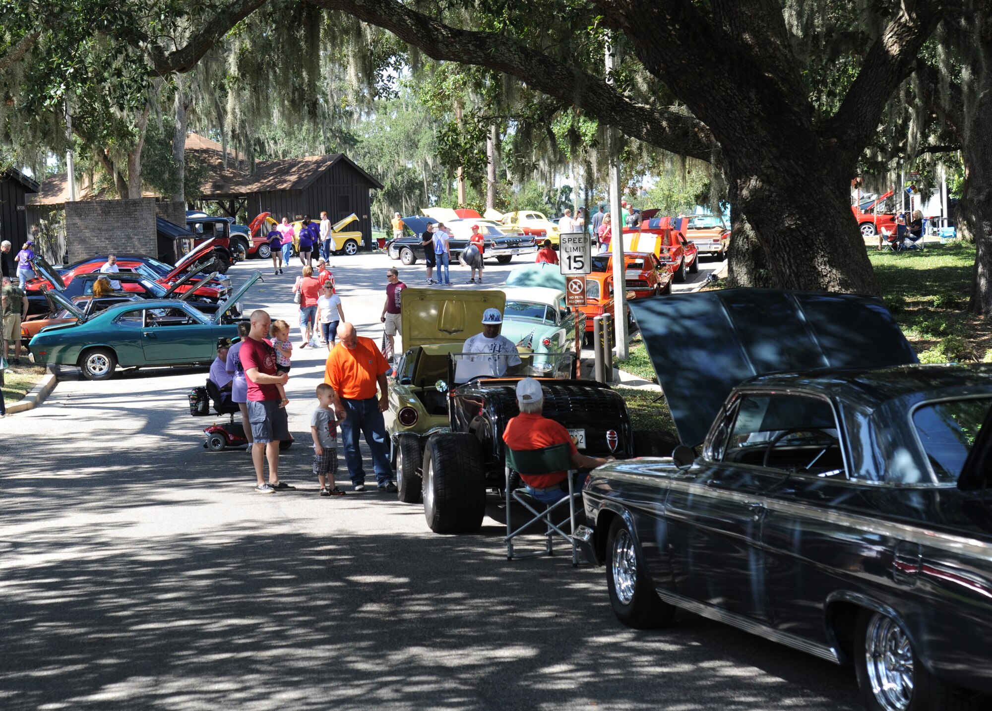 Antique vehicles are lined up for prospective viewing at Marina Park during the Cruisin’ Keesler 10th Annual Car Show on Sept. 28, 2013, at Keesler Air Force Base, Miss. (U.S. Air Force photo by Kemberly Groue)