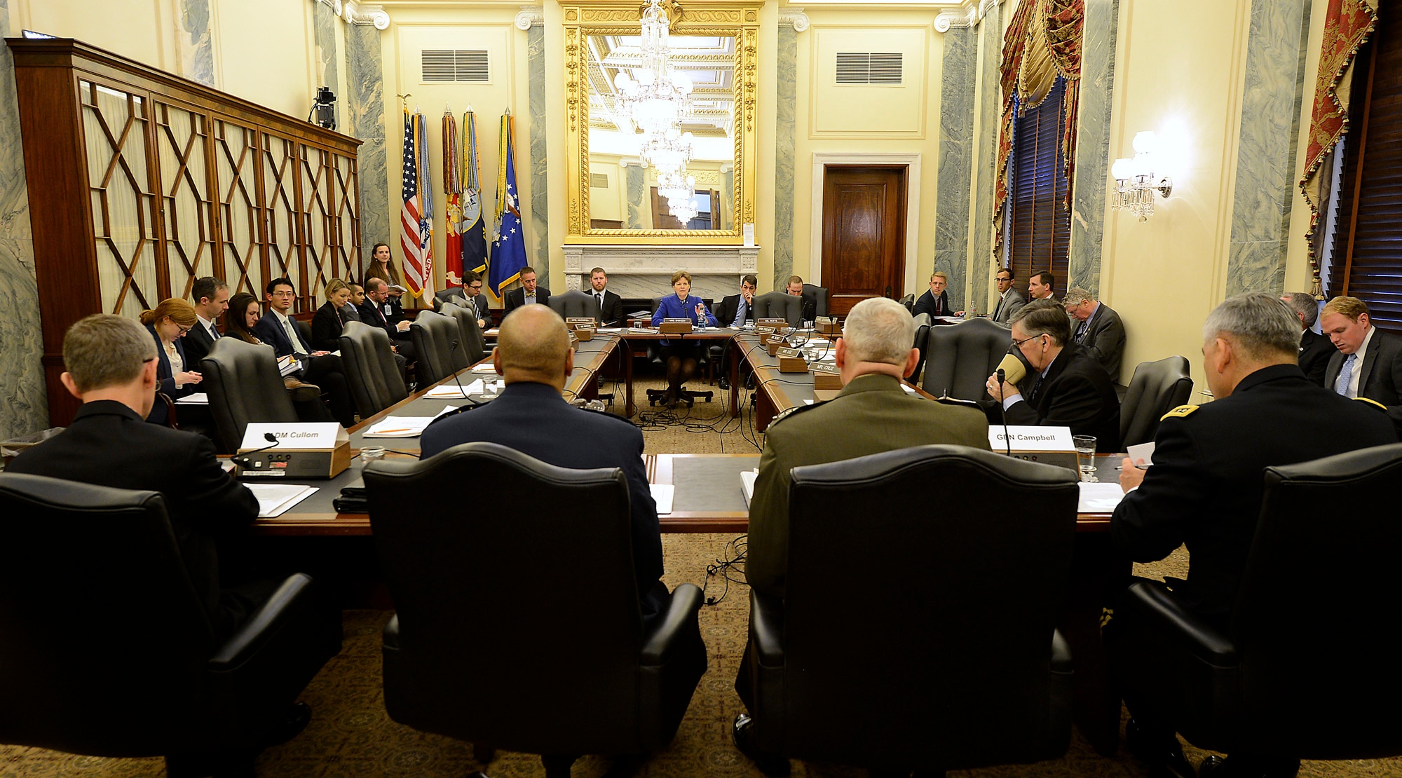 Air Force Vice Chief of Staff Gen. Larry Spencer provides an update of current readiness of the U.S. Air Force before the Senate Subcommittee on Readiness and Management Support in Washington, D.C., March 26, 2014.  Also testifying for their own services were Gen. John F. Campbell, Army Vice Chief of Staff; Gen. John M. Paxton Jr., Assistant Commandant of the Marine Corps; and Vice Adm. Philip Hart Cullom, deputy chief of Naval Operations for Fleet Readiness and Logistics.  (U.S. Air Force photo/Scott M. Ash)