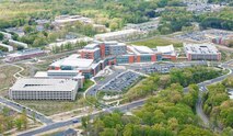 Fort Belvoir Community Hospital shown in an aerial photo taken April 12, 2012. The Huntsville Center Medical Center of Expertise has the responsibility to develop medical design and construction policies, technical guidance, procedures, criteria, specifications, and standards that integrate medical unique design, construction and operational requirements. 
