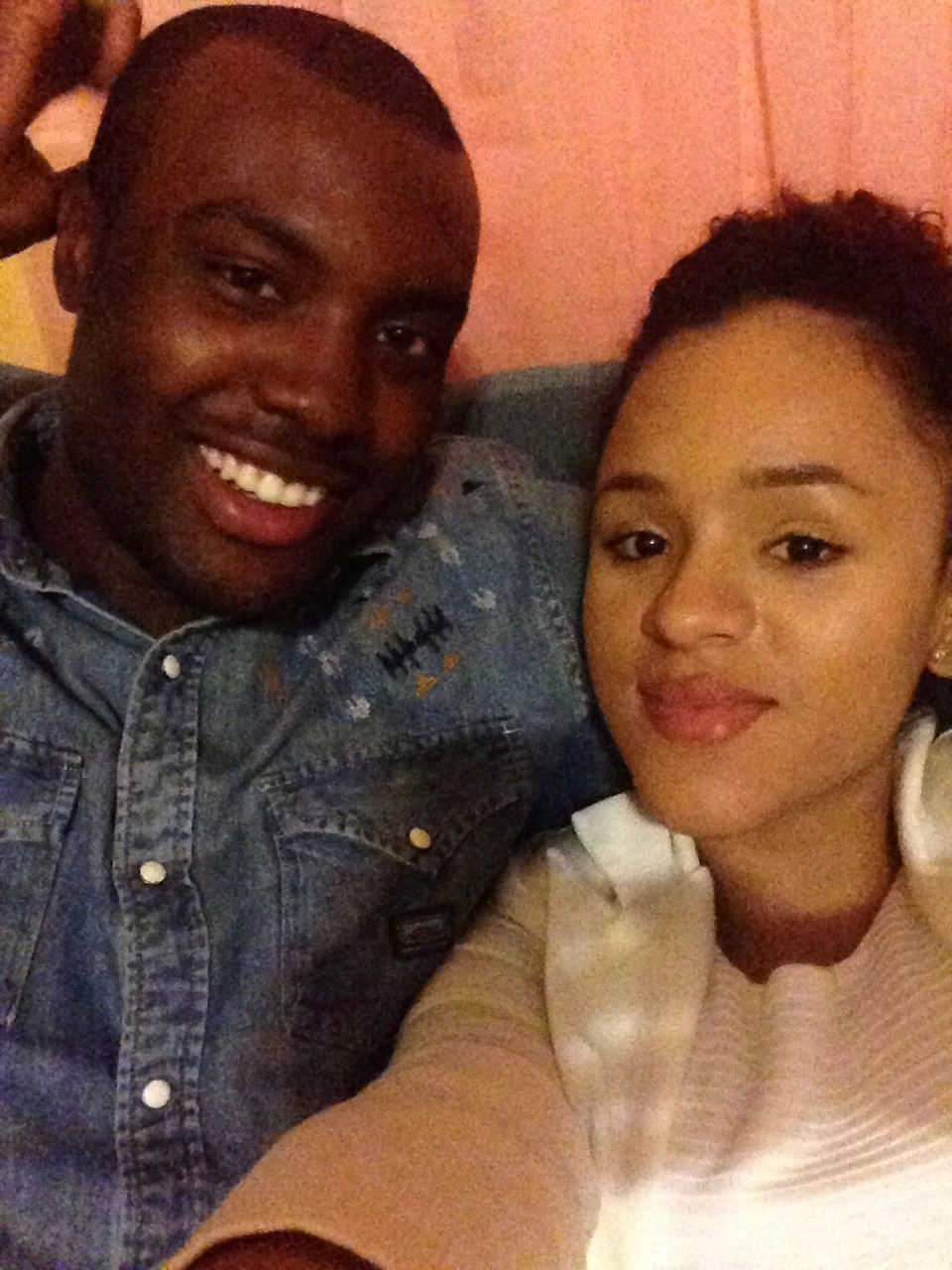 Lance Cpl. Kalib Walker, left, an automatic rifleman with Bravo Company, 1st Battalion, 7th Marine Regiment, and a native of Freeport, N.Y., and his wife, Mariolbis, take a photo prior to him deploying to Afghanistan. Walker had been training for his current deployment when his wife, Mariolbis, became pregnant. Since his arrival in Afghanistan, he has been able to occasionally visually contact his wife and child through video messaging.