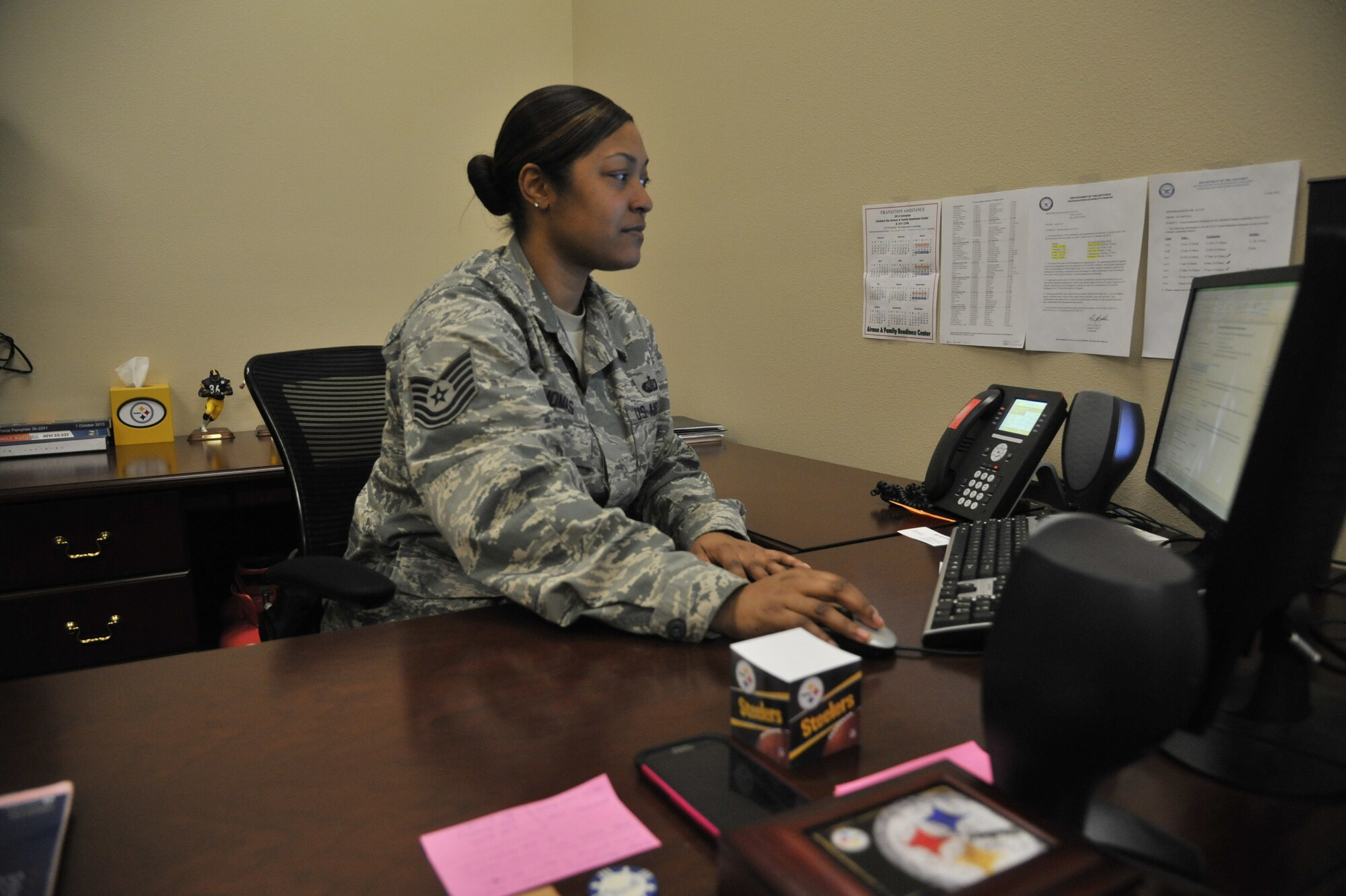 Tech. Sgt. Tia Thomas has been selected as a member of Team Fairchild's elite, Fairchild's Finest, at Fairchild Air Force Base, Wash. Thomas is the 92nd Force Support Squadron NCO in-charge of the Red Morgan Event Center and hails from Chicago, Ill. (U.S. Air Force photo by Senior Airman Mary O'Dell/Released)