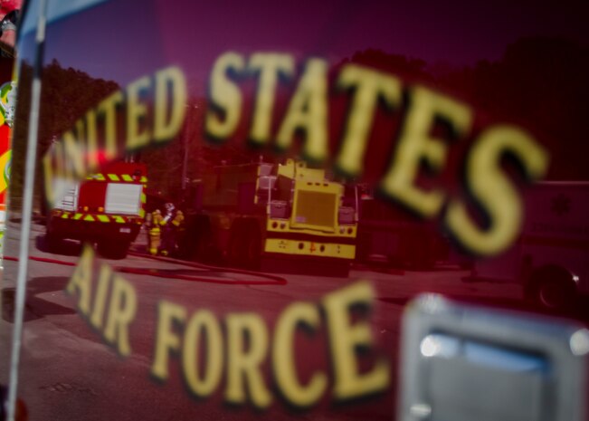 First responders from Joint Base Charleston take part in a Mass Casualty Exercise March 28, 2014, at JB Charleston – Air Base, S.C.   The purpose of the exercise was to test the ability of JB Charleston first responders in the event of an emergency.   (U.S. Air Force photo / Senior Airman Tom Brading)