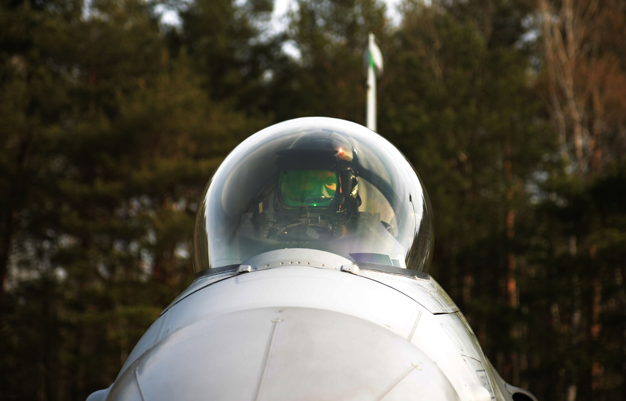 First Lt. Matthew Alexander, 555th Fighter Squadron pilot, Aviano Air Base, Italy, completes his pre-flight check in a U.S. F-16 Fighting Falcon fighter aircraft, before joining his Polish wingman in the skies above Łask Air Base, Poland, April 1, 2014. The Polish armed forces and approximately 200 U.S. personnel have worked together here since March 13, to increase cooperation and strengthen operational understanding of the other’s military processes, strengthening interoperability with a key NATO ally. (U.S. Air Force photo by 2nd Lt. Katrina Cheesman/Released)