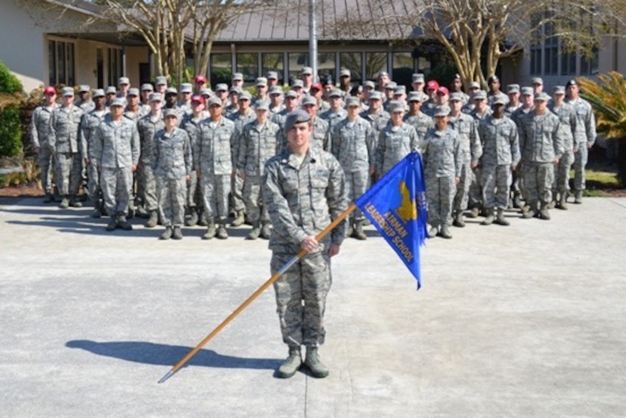 Senior Airmen from Class 14-C of the Vincent Airman Leadership School pose in front of the school at Hurlburt Field, Fla. The class graduated from ALS during a ceremony at the Soundside Club March 27, 2014. (Courtesy photo)