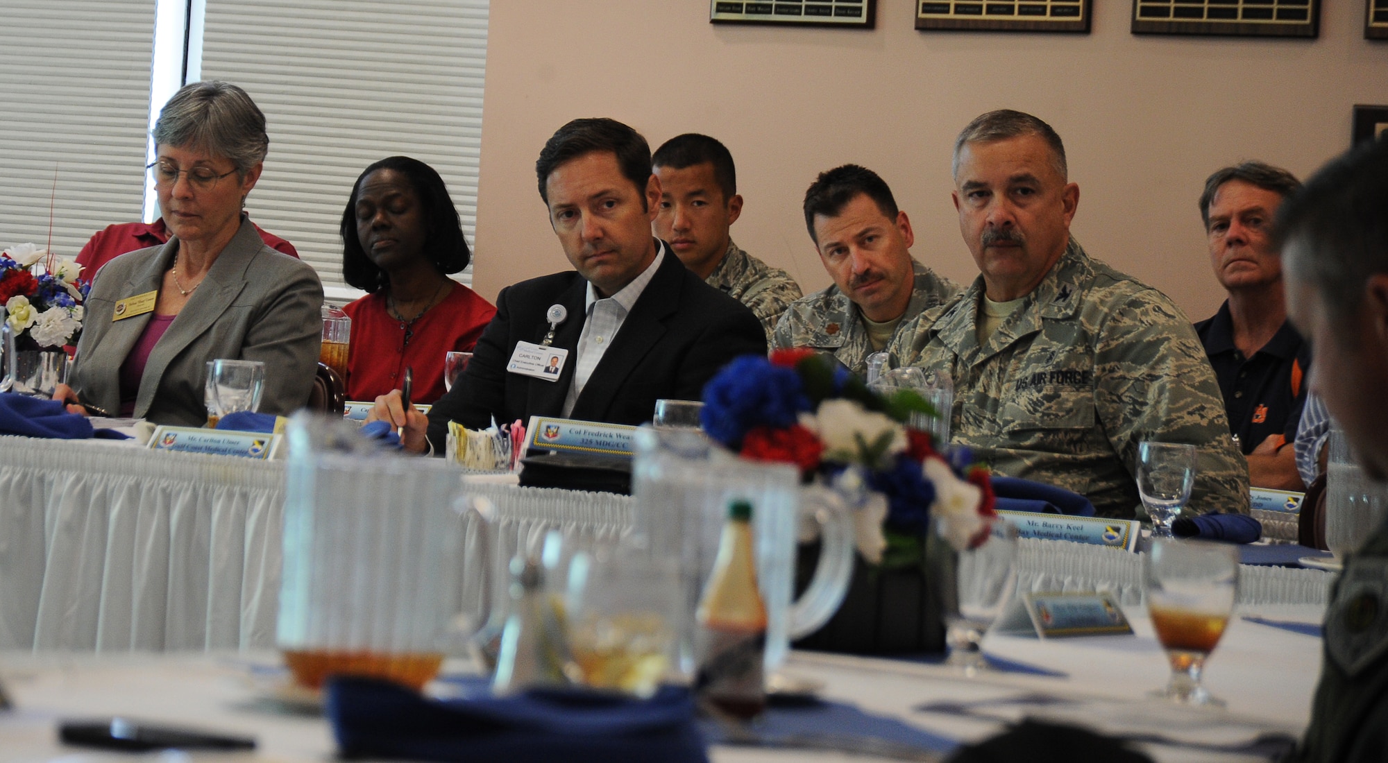 Members from Team Tyndall and the surrounding community came together March 21 during the P4: Public-Public; Public-Private Partnerships initiative meeting. P4 is a way for Air Force bases and their local communities to save money by using each other’s assets creatively to solve problems. (U.S. Air Force photo by Airman 1st Class Alex Echols)