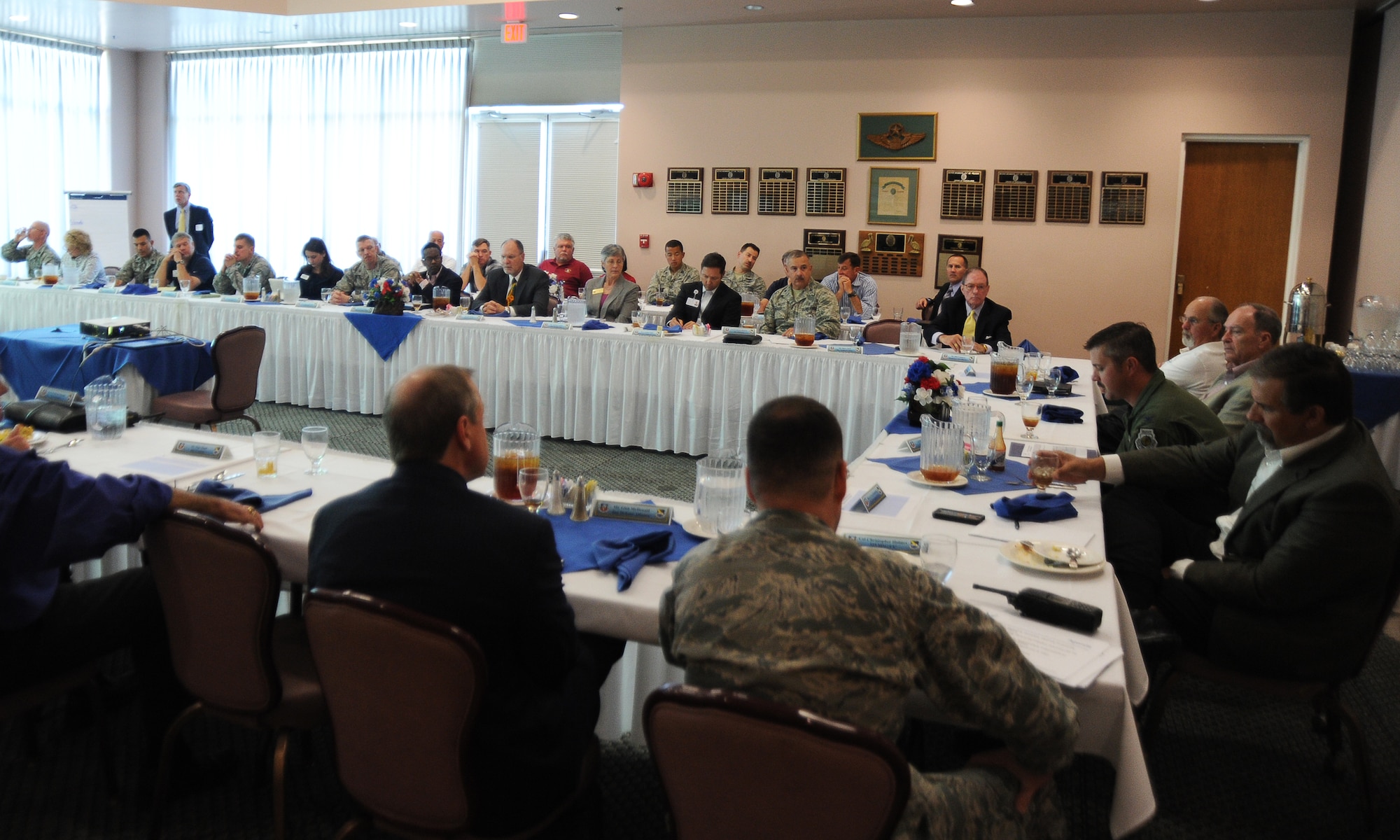 Around 50 members from Team Tyndall and the surrounding community came together March 21 during the P4: Public-Public; Public-Private Partnerships initiative meeting. P4 is a way for Air Force bases and their local communities to save money by using each other’s assets creatively to solve problems. (U.S. Air Force photo by Airman 1st Class Alex Echols)