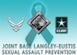 The safety and well-being of Soldiers and Airmen is top priority for the Sexual Assault Prevention and Response and the Sexual Harassment and Assault Response Prevention teams at Joint Base Langley-Eustis. Sexual assault is a crime, defined as the unwanted verbal, non-verbal or physical sexual contact of a victim, female or male. The JBLE SAPR and SHARP professionals are trained to 24 hours, seven-days a week care for individuals affected by sexual assault. (U.S. Air Force graphic by Senior Airman Jason J. Brown/Released)