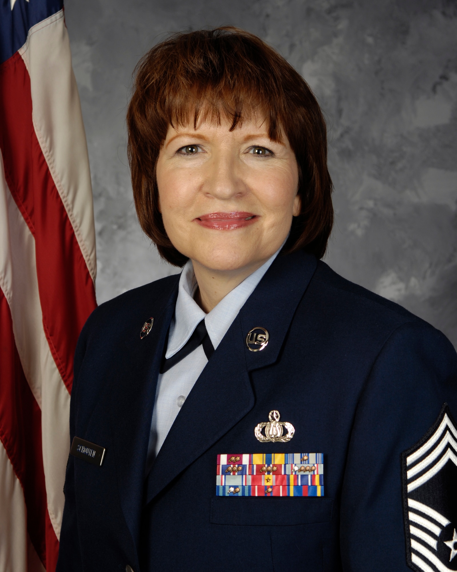 Chief Master Sgt. Elizabeth Schouten at the time of her retirement in 2011. (U.S. Air Force
photo/released)

