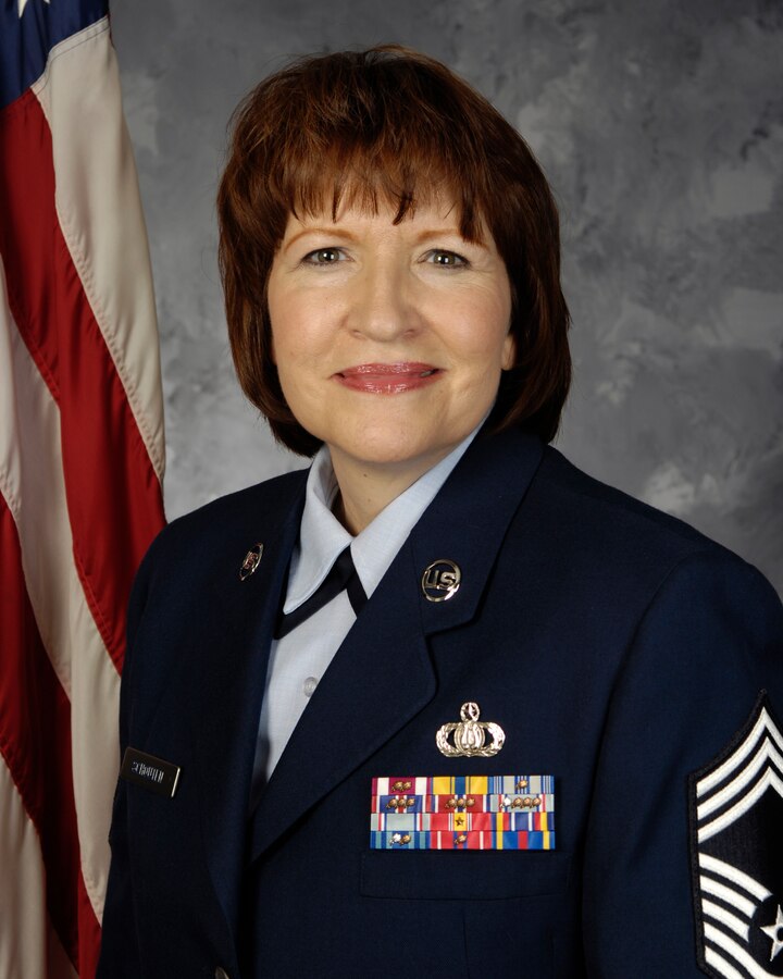Chief Master Sgt. Elizabeth Schouten at the time of her retirement in 2011. (U.S. Air Force
photo/released)

