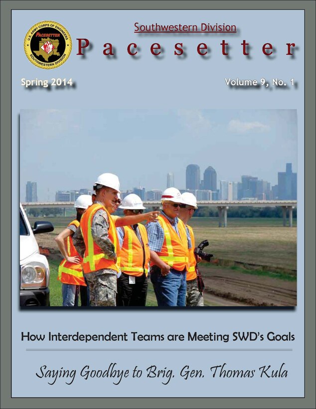 The Spring 2014 Pacesetter is here! In this issue we look at how regionalized interdependent teams are helping SWD meet its mission and satisfy stakeholders. We also take a look at the unique and creative ways our Division and Districts are instilling the importance of STEM in youth. Finally, we pay very special tribute farewell to the SWD Division Commander, Brig. Gen. Kula who is retiring. All of this and more in the latest Pacesetter Magazine!