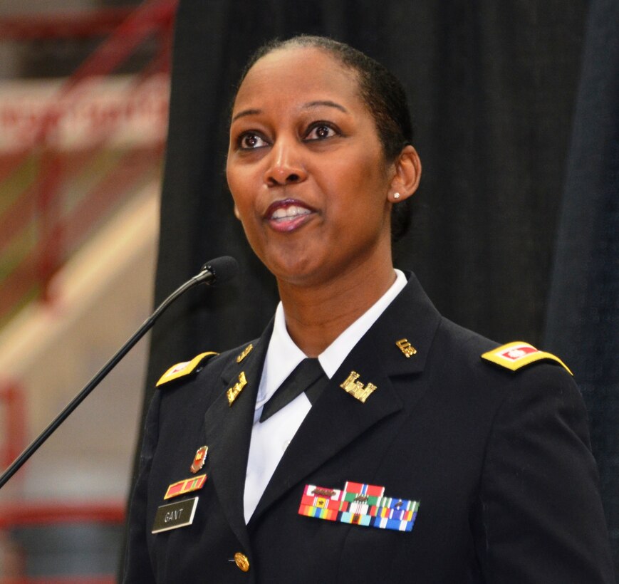 ALBUQUERQUE, N.M., -- Lt. Col. Antoinette R. Gant, commander, U.S. Army Corps of Engineers, Albuquerque District, was the Keynote Speaker at the Central New Mexico Science and Engineering Research Challenge Grand Awards Ceremony at the University of New Mexico, March 22, 2014.  