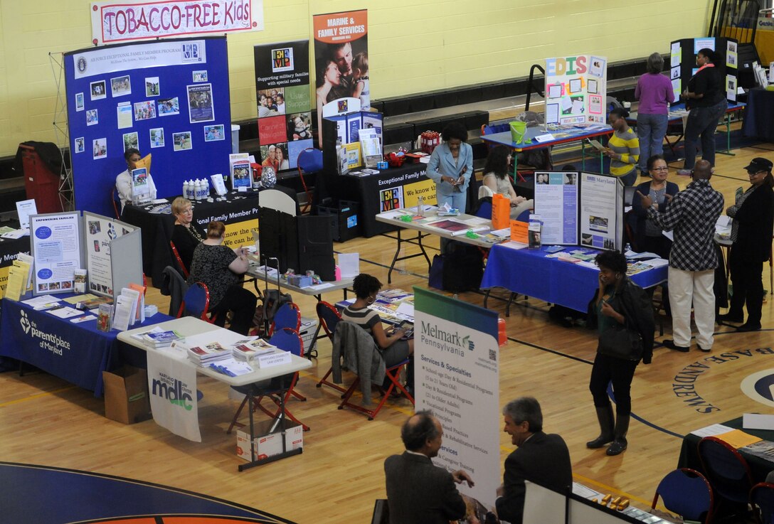 Joint Base Andrews hosted a Joint Service Exceptional Family Member Program Resource Fair and Conference at the Youth Center here March 29, 2014. The workshop was held to support EFMP families with information from local and regional organizations. (U.S. Air Force photo/Airman 1st Class Ryan J. Sonnier)