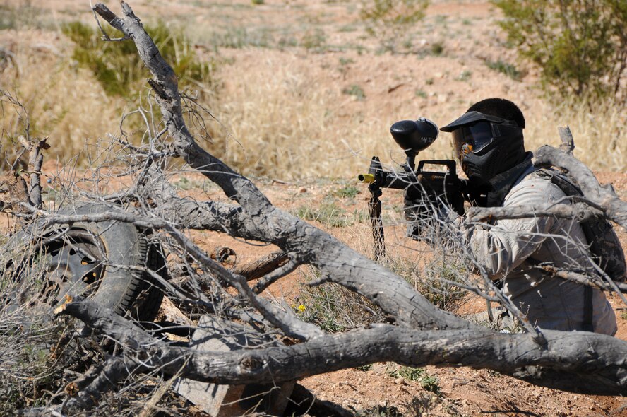 A 944th Security Forces Squadron Airman fires on the enemy March 3 during Combat Operations Readiness Training at Davis-Monthan Air Force Base. The Air Force Reserve works with active-duty Airmen to help with exercise-related missions. Active-duty Airmen at Luke Air Force Base interested in joining the Reserve should call Master Sgt. Brandi Corum, in-service recruiter, at 623-656-7002.  (U.S. Air Force photo/Tech. Sgt. Louis Vega Jr.)