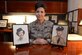 Col. Katherine Rearden, 59th Medical Wing Clinical Research Division chief, sits with her parents’ official service portraits on March 28, 2014 at Joint Base San Antonio-Lackland, Texas. Rearden’s father, Anthony Palmere, entered active duty service in the Army Air Corps in 1952 at the age of 19 as a pharmacy technician at Kelly Air Force Base, now the Kelly Annex for Joint Base San Antonio - Lackland. Her mother, Beatrice Groves, joined the Air Force through the Women in the Air Force program as a personnelist at Kelly Air Force Base. (U.S. Air Force photo/Staff Sgt. Christopher Carwile)