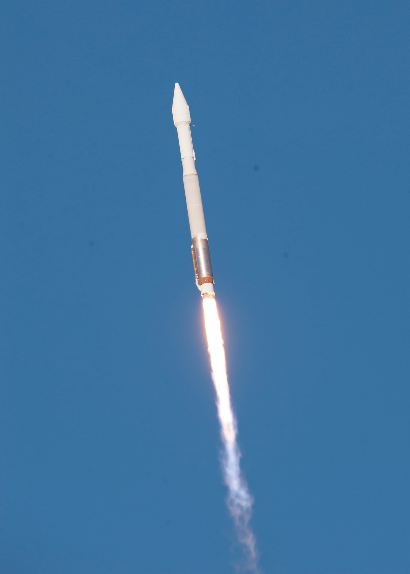 Team Vandenberg successfully launched the 19th U.S. Air Force Defense Meteorological Satellite Program payload on an Atlas V rocket from Space Launch Complex-3 at 7:46 a.m. PDT, April 3, 2014, Vandenberg Air Force Base, Calif. This year Vandenberg celebrates 55 years of space launch history. (U.S. Air Force photo by Tech. Sgt. Tyrona Lawson/Released)
