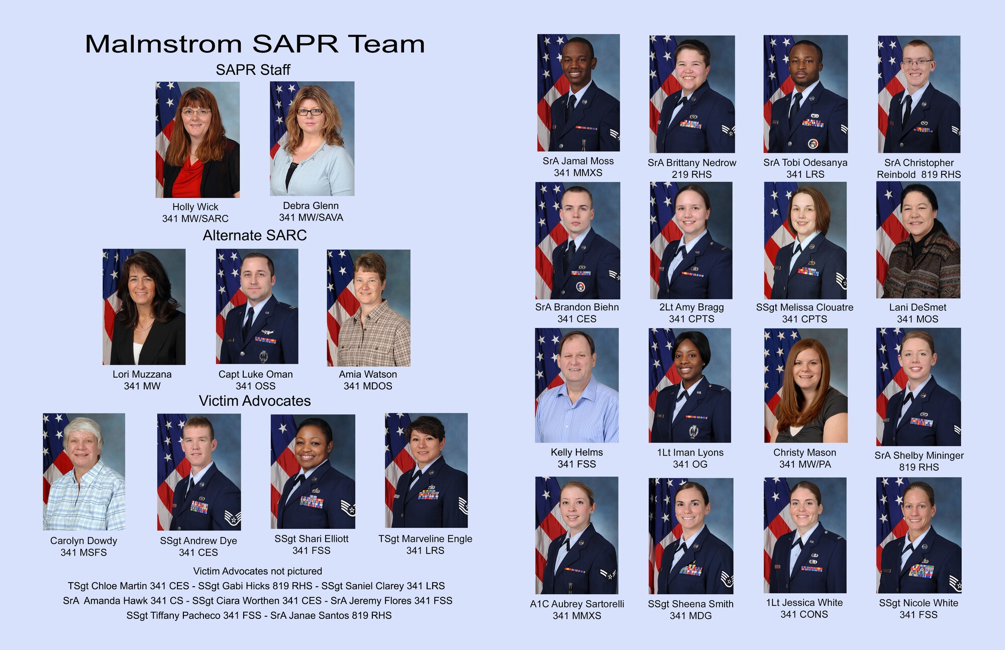 Malmstrom's Sexual Assault Reponse and Prevention team members. (U.S. Air Force graphic/Robert Stillwell)