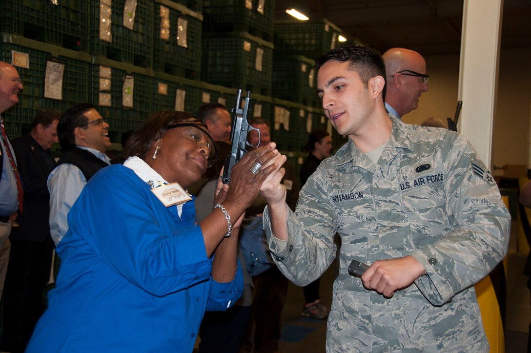 TRAVIS AIR FORCE BASE, Calif. -- Team Travis honorary commanders participated in a day-long Air Force Bootcamp to learn about military culture, April 3, 2014. The honorary commanders program pairs a local business leader with a unit commander to serve as that units’ “honorary commander.” The pairing is designed to maintain a solid, mutually beneficial relationship between the public and Team Travis. (U.S. Air Force photo/Staff Sgt. Cindy G. Alejandrez) 