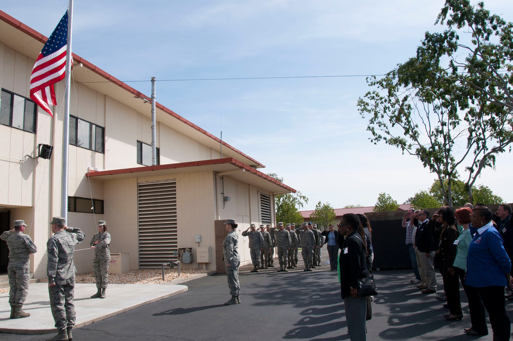 TRAVIS AIR FORCE BASE, Calif. -- Team Travis honorary commanders participated in a day-long Air Force Bootcamp to learn about military culture, April 3, 2014. The honorary commanders program pairs a local business leader with a unit commander to serve as that units’ “honorary commander.” The pairing is designed to maintain a solid, mutually beneficial relationship between the public and Team Travis. (U.S. Air Force photo/Staff Sgt. Cindy G. Alejandrez) 