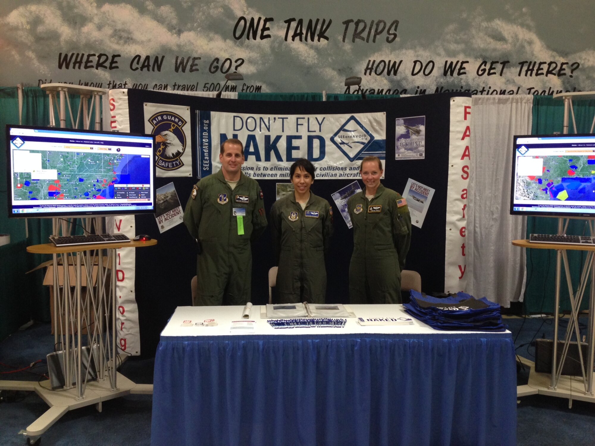 Pilots from the 927th Air Refueling Wing and 6th Air Mobility Wing, MacDill AFB, Fla., along with the Florida Air National Guard participated in the Sun n' Fun Air Expo April 1-6 in Lakeland Fla. The 'Don't fly naked' booth educated civilian pilots on the proper procedures when flying through military training areas. (U.S. Air Force photo)