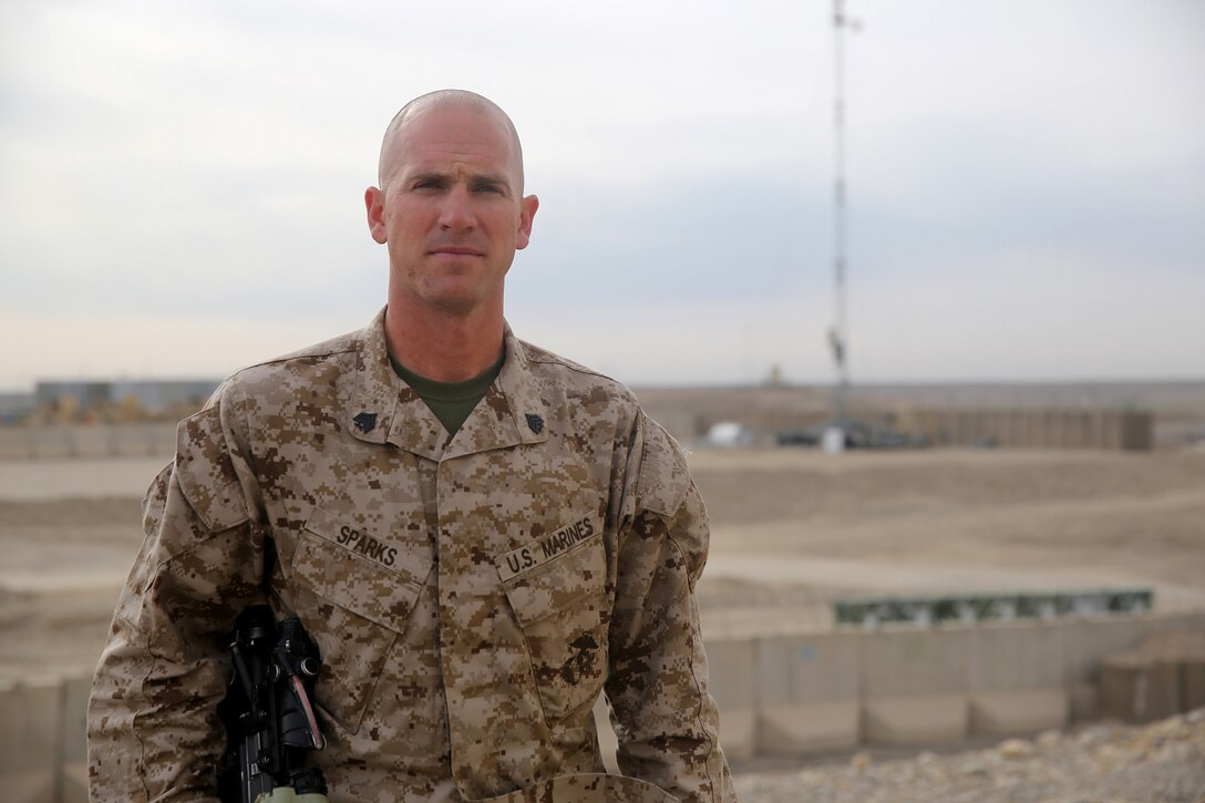 Sergeant Warren Sparks, squad leader, Bravo Company, 1st Battalion, 7th Marine Regiment, is currently deployed to Helmand province, Afghanistan, in support of Operation Enduring Freedom. Sparks was raised in Baton Rouge, La., by a family with generations of military service.  He chose to continue his family’s legacy during 2007 when he became a Marine. Sparks deployed in support of the 31st Marine Expeditionary Unit in Okinawa, Japan, and was an instructor at the Mountain Warfare Training Center in Bridgeport, Calif., prior to his current combat deployment.
(U.S. Marine Corps photo by Cpl. Joseph Scanlan / Released)
