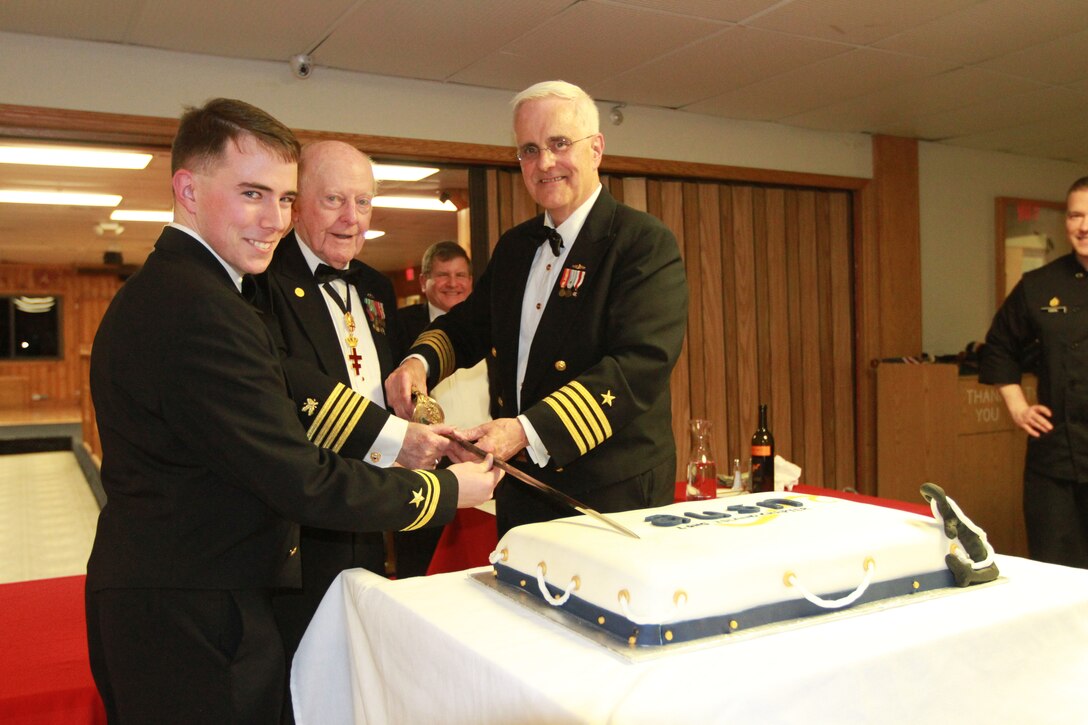 Cutting the cake.